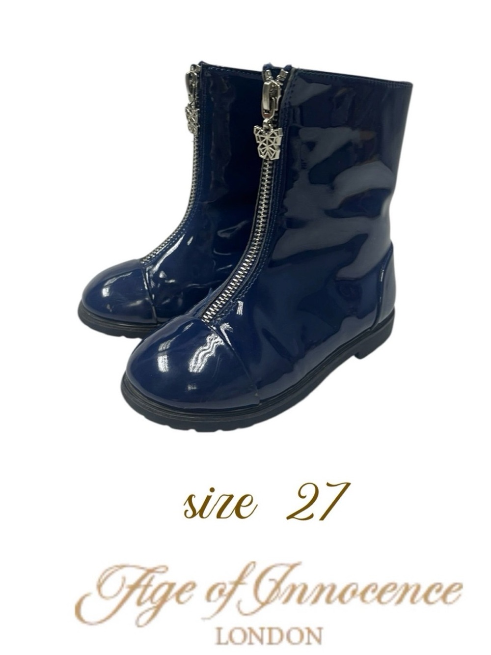 AOI sz 27 Age of Innocence navy blue glossy PU winter boots
